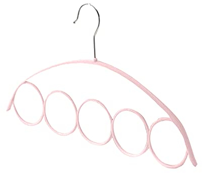 Hängeaufbewahrung für Schals - Schalhalter Aufhänger Schalbügel Krawattenhalter mit 5 Ringe für Schals, Krawatten und Gürtel (Rosa)