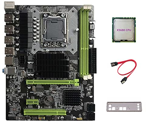 Lodokdre Placa base X58 LGA1366 compatible con tarjeta gráfica DDR3 ECC con CPU X5680 + cable