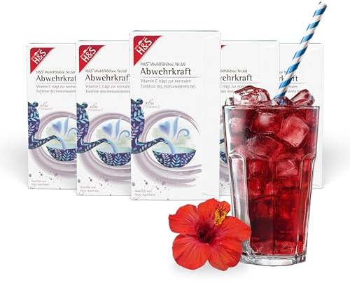 H&S Abwehrkraft mit Vitamin C Tee, 5 x 20 Beutel (à 1,8 g): Fruchtige und wohltuende Teemischung mit Vitamin C, 5er Pack