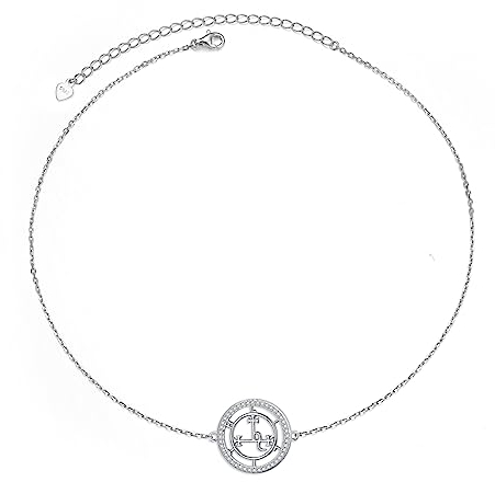 DAOCHONG Sigil of Lilith Halsreif S925 Sterling Silber Sigill of Lilith Zirkonia Halsreif Halskette Geschenke für Frauen Rolo-Kette 33+7,6 cm