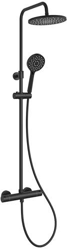 kielle Oudee - Duschset mit Thermostat, Durchmesser 228 mm, 3 Strahlen, schwarz matt 20602024