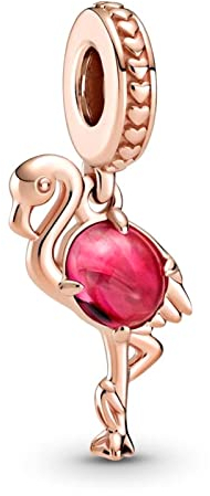 Amuefer Vetro di Murano rosa Fenicottero Charm Compatibili Bracciale Collana, Argento Sterling Ciondolo Compleanno Natale Gioielli Regali per le Donne Moglie Amici