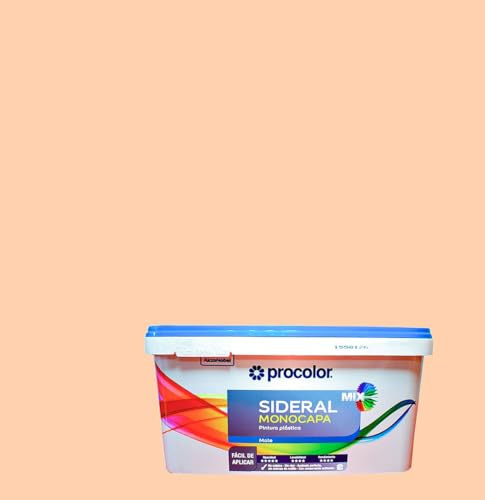 Pintura de Interior Monocapa Sideral Mix. Colores del Mundo. Alta cubrición, Lavable, Colores duraderos. Cubeta de 4 L. (4 L., Salmón natural - Toscana)