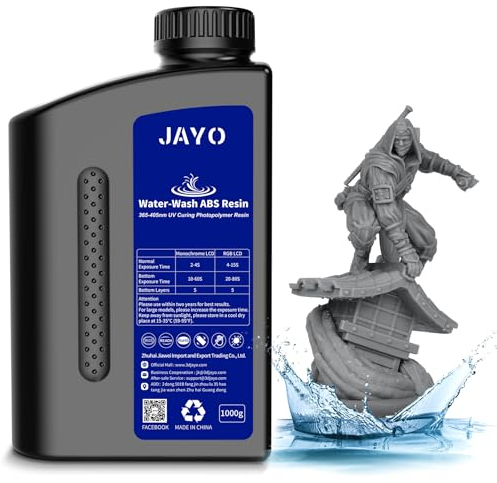 JAYO Wasser Wbwaschbares ABS-Like Resin, 3D Drucker Harz 405nm UV Standard Schnelles Photopolymer Resin für LCD/DLP/SLA 3D Drucker, Hohe Präzision, Nicht Spröde, Geringer Geruch, DunkelGrau 1000g