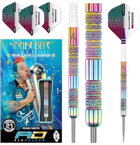 RED DRAGON Peter Snakebite Wright Diamond Fusion Spectron SE 21 Gramm Premium Wolfram Steeltip Dart Set mit Flüge und Schäften