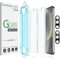 amFilm Lot de 2 + 2 Films de Protection en Verre Trempé OneTouch pour Samsung Galaxy S24 5G, Dureté 9H avec Protection d'objectif d'appareil Photo, Installation Facile et Sans Bulles