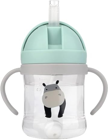 Outlet Price Baby Sippy Cup Weighted Straw, Trainer with Handles 6+, Non Spill Toddler Sippy Cup, Baby Water Bottle, Leakproof (Green)
