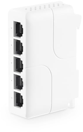 MokerLink Extender PoE 5 ports, IEEE 802.3 af/at/bt 90 W, répéteur PoE 10/100 Mbps, 1 PoE en 4 PoE Out, montage mural et guide de guidage PoE Passthrough Switch