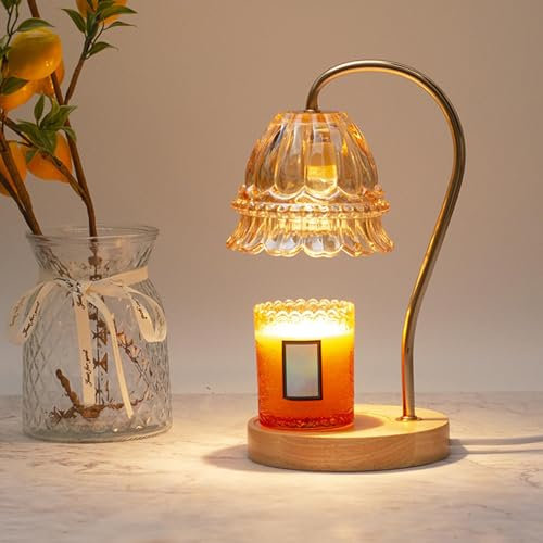Duqulle Lampe Chauffe-Bougie avec Variateur | Chauffe-Bougie Électrique Réglable | Fondoir À Bougies avec 2 Ampoules | Lampe Chauffe-Bougie pour Bougie en Pot, Bougie Parfumée sans Flamme