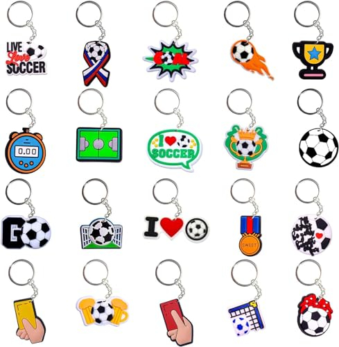 20Pcs Porte-clés de Football, Porte-Clés pour Fan de Sport, Pour enfant Souvenirs, Les Ornements De Sac à Dos pour Adultes et Enfants Ldées Cadeaux Décoration de Voiture
