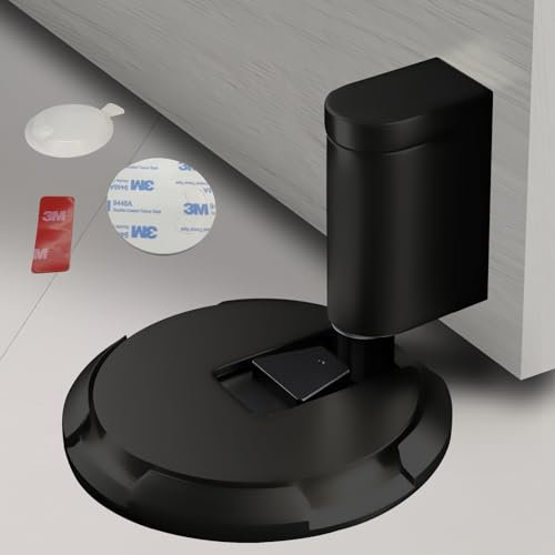 HOOFUS Mechanical Door Stopper, Adjustable Holder for 0.75 Inch Door Gaps, Windproof, Nail-Free (Matte Black)