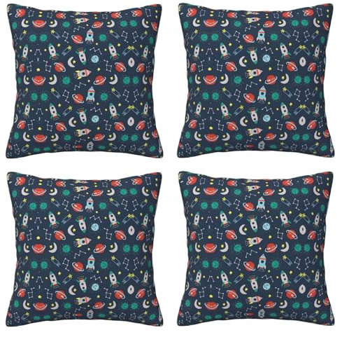 Rocket Clipart Raumschiff-Überwurfkissen, quadratisch, weich, für Couch, Bett, Sofa, Bank, Stuhl, 45,7 x 45,7 cm