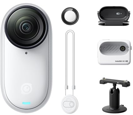 Insta360 GO 3S Blanco (64 GB) - Cámara Vlogging 4K, POV Manos Libres, Móntala Donde Quieras, Estabilización, 140 Min de batería, Impermeable 10 M, Edición IA, Apple Find My, Vlog, Viajes, Exteriores