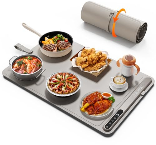 iTRUSOU Electric Warming Tray - Full Surface Heating Rollable PortableSilicone Heating Mat for Food, Temperature Adjustable,Auto Shut-Off - Versatile Food Warmer for Gatherings,Parties,Everyday Use