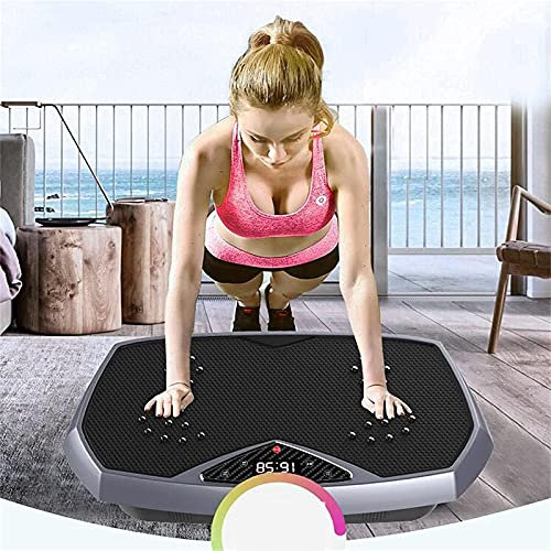 Ultra Slim Vibration Plate Exercise Hine 3 Programs + 120 Levels Full Whole Body Vibration Hine for Home Fitness Weight Loss Remote Control Blue Vibration Power Plates (Gray Vibration Power Plates )
