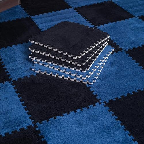 MYIESAXL 100 Pcs Interlocking Carpet Tiles For Floor,Plush Puzzle Foam Floor Mat,Jigsaw Floor Mat Rugs,Play Mat For Living Room