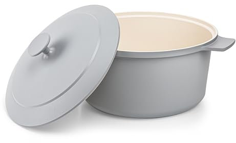 GOTHAM STEEL Olla Holandesa 5 Cuartos De Galón con Tapa, Olla Holandesa De Cerámica Antiadherente, Olla para Cocinar 10 En 1 Y Horno Holandés para Hornear Pan, Apta para Horno De Estufa Y