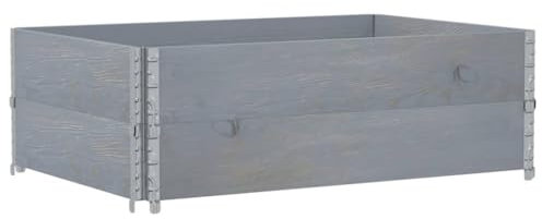 vidaXL Paletten Aufsatzrahmen 2 STK., Palettenrahmen Hochbeet, Holzrahmen Stapelbar Faltbar, Stapelrahmen Gartenbeet, Grau Massivholz Kiefer