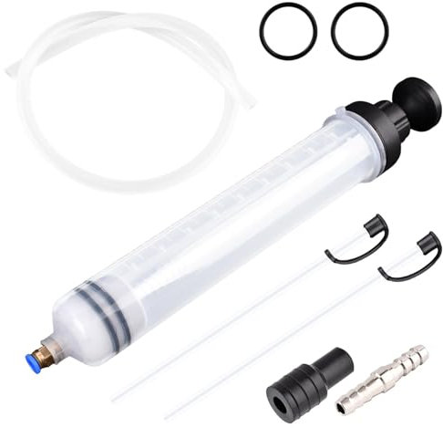 Automotive Fluid Extractor Pump with Long Rubber Hose, 17.6 Oz/500 CC Fluid Extractor, Fluid Syring-e Pump, Oil Change Syring-e, Manual Fuel Suction & Filler for Cars/Ships/Engines/Lawn Mowers(Clear)