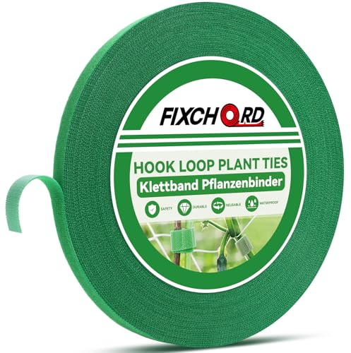 FIXCHORD Nastro per Fascette per Piante, 30m*12mm Fascette per Piante Autoadesive, Fascette per Cavi, Fascette per Piante Rampicanti, Pomodori, Piante da Interno, Verde Tenue