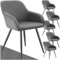 tectake® 6X Esszimmerstuhl, Sessel bequem mit Armlehne, Polsterstuhl, Cord Cocktailsessel, Loungesessel für Wohnzimmer, Esszimmer, Moderne Küchenstühle, Bürostuhl - grau/schwarz