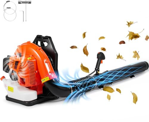 VEVOR Soffiatore per Foglie a Gas, 79CC, Spazzaneve a Zaino a 2 Tempi, Serbatoio Carburante da 3 Litri, Volume d'Aria 930 CFM, 184 MPH, Cura per Prato, Pulizia Foglie, Rimozione Neve Giardino Cortile