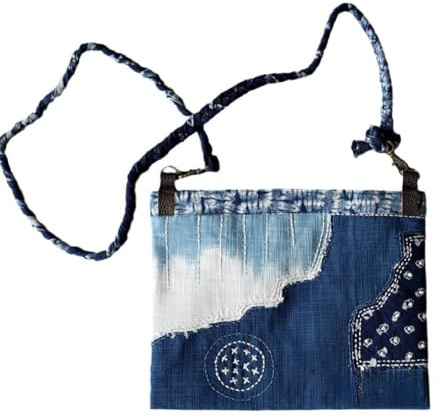 ZCSLD Sacs à bandoulière en tissu teinté aux pigments végétaux avec fermeture éclair pour changement de clé de téléphone 29 x 23 cm Bleu