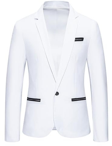 MEIMIYI Casual Giacca Uomo Bello Trend Giacche Uomo Western All-Match Atmungsaktiv Morbido Abiti Uomo Vestibilità Slim Classico Affari Manica Lunga Abiti Uomo A-White L
