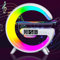 Wireless Speaker Charger Light,LED Bedside Lamp 4-in-1 Alarm Clock,Mood Light,Speaker & Wireless Charger,G-Shaped Atmosphere Lamp Rgb Colour Changing Lamp for Home Decor,Bedroom,Office,Gifts (White)