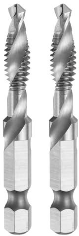 QUARKZMAN 2 Stück Gewindebohrer für Maschine 1/4-20NC, HSSM2(6542) Unbeschichtet Sechskantgriff, Universal-Bohrer für die meisten Situationen