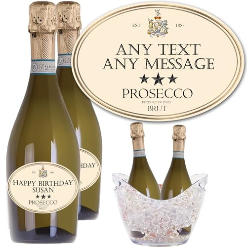 Party People Personalised Prosecco Labels - 2 Bottle Labels with Any Name & Message on self adhesive gloss labels ready to cut out - Regular