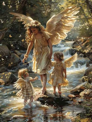 5D Diamond Painting Engel Diamond Art Landschaft Diamant Painting Bilder, Diamond Painting Erwachsene Klein 40x50cm Runden Diamond Painting Set für Wohnzimmer Schlafzimmer Wanddeko Geschenk t-CM