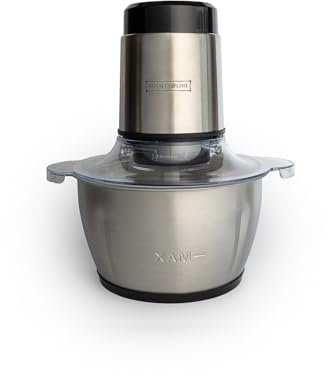 ROYALTY LINE, Hachoir Multifonction 300W RLMCE3003418, Bol en Acier Inoxydable 1,8L, 2 Vitesses, 4 Lames Tranchantes, Idéal pour Viande, Légumes et Fruits, Facile à Nettoyer, Design Ergonomique