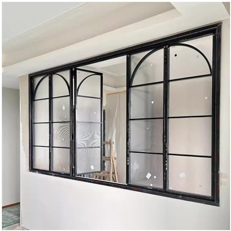 XILYZMO Fenêtre Coulissante, Porte Vitrée Ensembles Rideaux Inclus, avec Verre Trempé Coulissant Portail Pliant Montage Encastré Horizontal Coulissant Fenêtre Coulissante(160x180cm/63x71in)