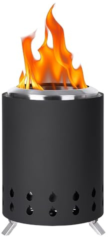 hzexun Rauchfreie Feuerstelle,Rauchfreie Pellet Feuerschale,Tischkamin Edelstahl Tischfeuer für Pellets und Holz 15x21cm, für Garten, Terrasse & Balkon