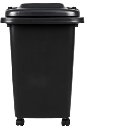 Recycling Wheelie Bin Dustbin Plastic Rubbish Waste Trash Bin for Kitchen Home and Office – 30L & 50L Sizes – Green, Red, Grey and Blue (Black, 30L)