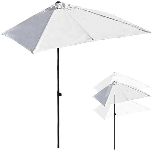 Halber - Parasol de marché - 250 x 130 cm - Protection UV - Imperméable - Pour mur, balcon, terrasse - Auvent élégant - Blanc