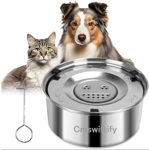 Cmswiftify 3L Wassernapf Hund Ohne Sabbern Edelstahl, Silber | Trinknapf Hund Anti Schlabber mit Rutschfester Boden, Auslaufsicherer, Leicht zu Reinigen Spülmaschinenfest