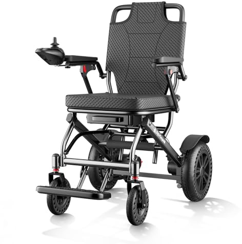 【Versión Mejorada】D14 Silla de Ruedas Eléctrica Plegable para Personas Mayores, Autonomía de 25km, 500W Motor, Cojín de asiento engrosado, Apta para Viajes y Estándares de Embarque (D14-Negro)