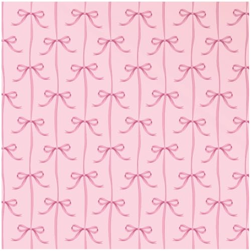 Pink Bow Pattern Wallpaper with Ribbon Design on Soft Pastel Background, Decorative Wall Covering for Bedrooms Nurseries and Feature Walls, Elegant Whimsical Interior Décor
