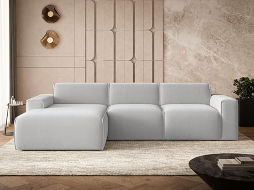 GRAINGOLD Lavia Ecksofa 310x165 cm, L-Form Sofa, Sofa für Wohnzimmer, Bouclé Stoff, 3-Sitzer Eckcouch, Modernes Design (Grau, Links)