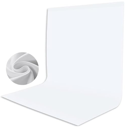 Fondo Fotográfico Blanco para Vídeo de 3x6m, Bonvvie Fondo Fotográfico Resistente a Las Arrugas, Fondo de Muselina Lavable para Estudio Fotográfico, Televisión, Zoom, Youtube, Reunión en Línea
