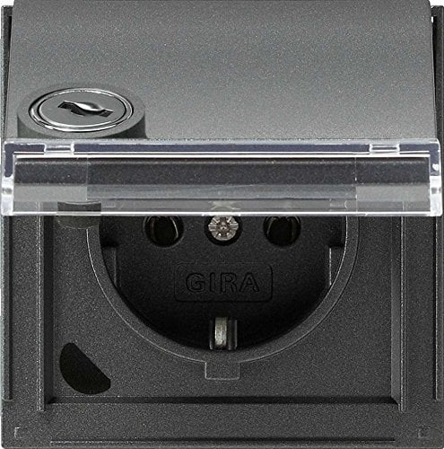 Gira 044967 Schuko Steckdose Kinderdeckel Schloss gleich Gira TX_44 (WG UP), anthrazit