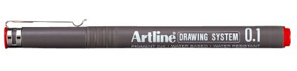 Artline 0.1mm Drawing System - Red (Pack of 12)