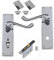 Victorian Scroll Polished Chrome Bathroom Door Handle Lock Pack with 64mm Bathroom Lock + 3 Hinges