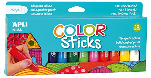 APLI Kids14228-12 feste Temperastifte in verschiedenen Farben, Farbstick, 12 Stück., 12 Stück (1er Pack)