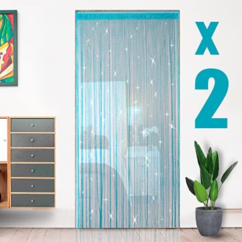 HYSENM Pack de 2 Cortina de Flecos para Puerta 1 * 2 M Panel Divisor de Ventana Separador de Habitación Decoración de Puertasy Ventanas
