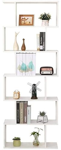 ETNIC ART Libreria Scaffale Bianca Ufficio Moderna Contemporanea Bifacciale Divisorio Legno Casa Giorno 70x23.5x190 Autoportante Mensole Scaffali Cubi Muro Design Ingresso Soggiorno