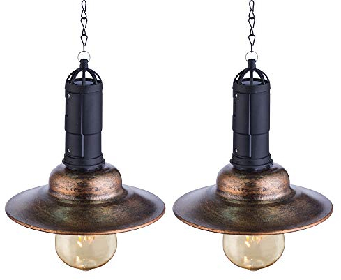 etc-shop 2er Set LED Solar Decken Pendel Lampen Landhaus Stil Terrassen Garten Außen Hänge Leuchten