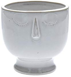 Gisela Graham Glazed Round Face Design Pot Cover, Large, White, 36617